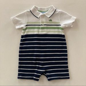 Janie And Jack Baby Boy 3-6 Months Romper Turtle White Blue Green